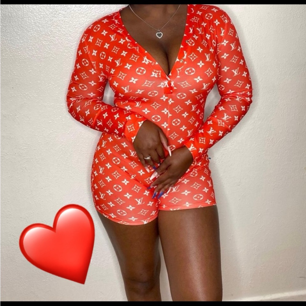 Designer Red Pajama Set